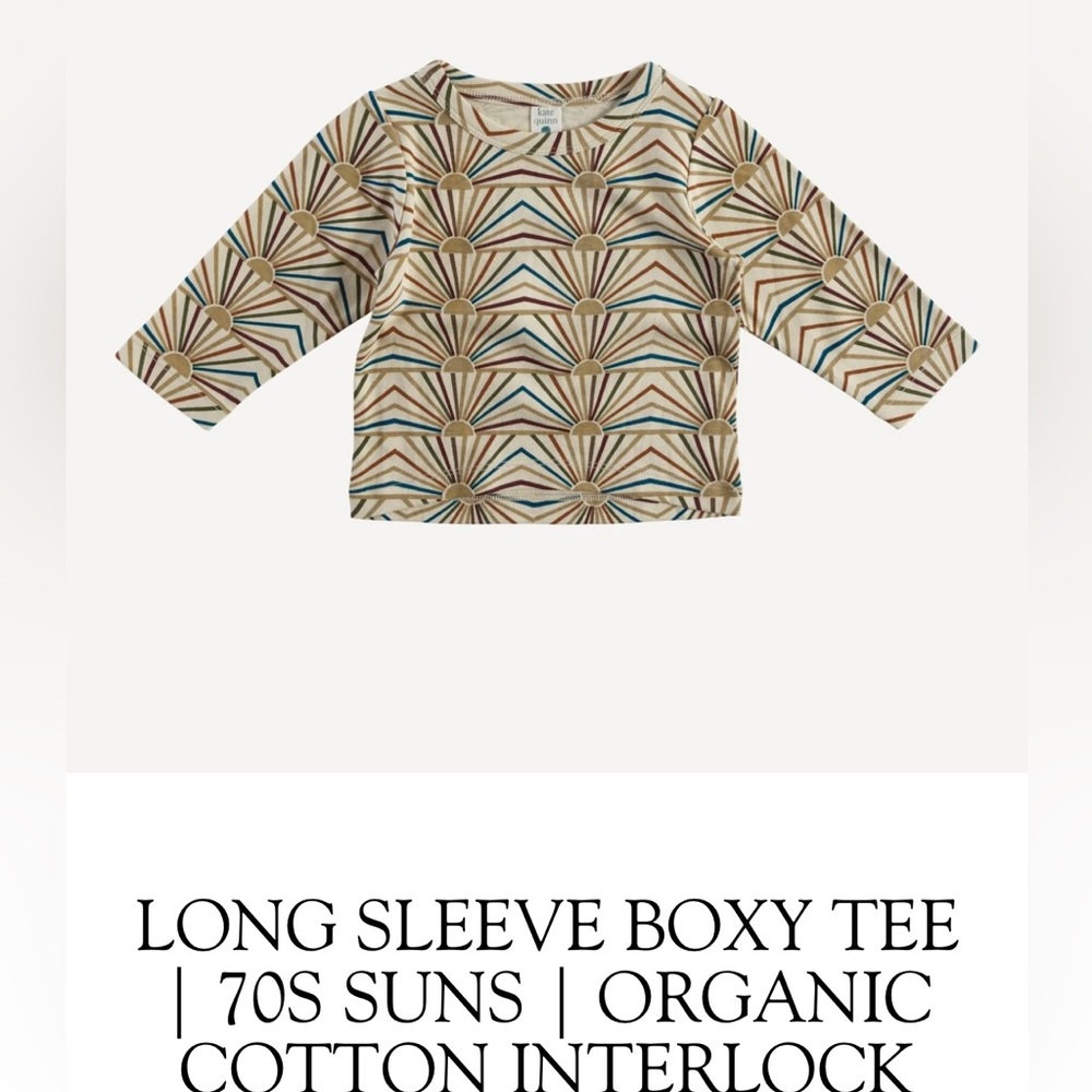 Kate Quinn boxy long sleeve tee 70s suns retro funky shirt